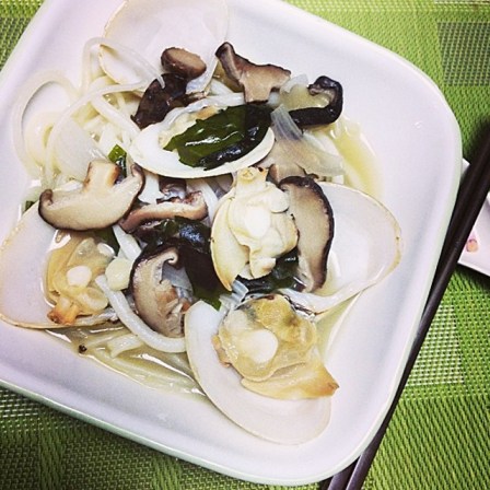 Udon with Clams and Shitake UdonSakeClamsShitakeSoup