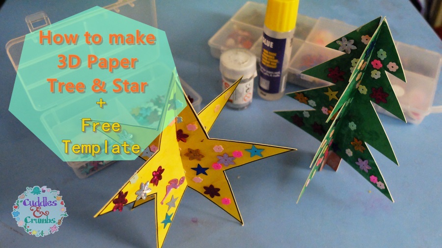 3D Paper Christmas Tree and Star + Template | Cuddles and Crumbs