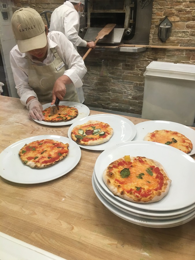 Eataly party pizza fresh from the oven