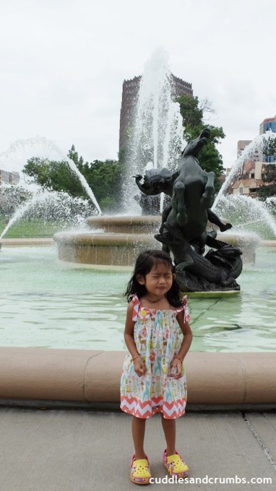 Wishing at JC Nichols Memorial Fountain