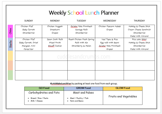 school lunch planner