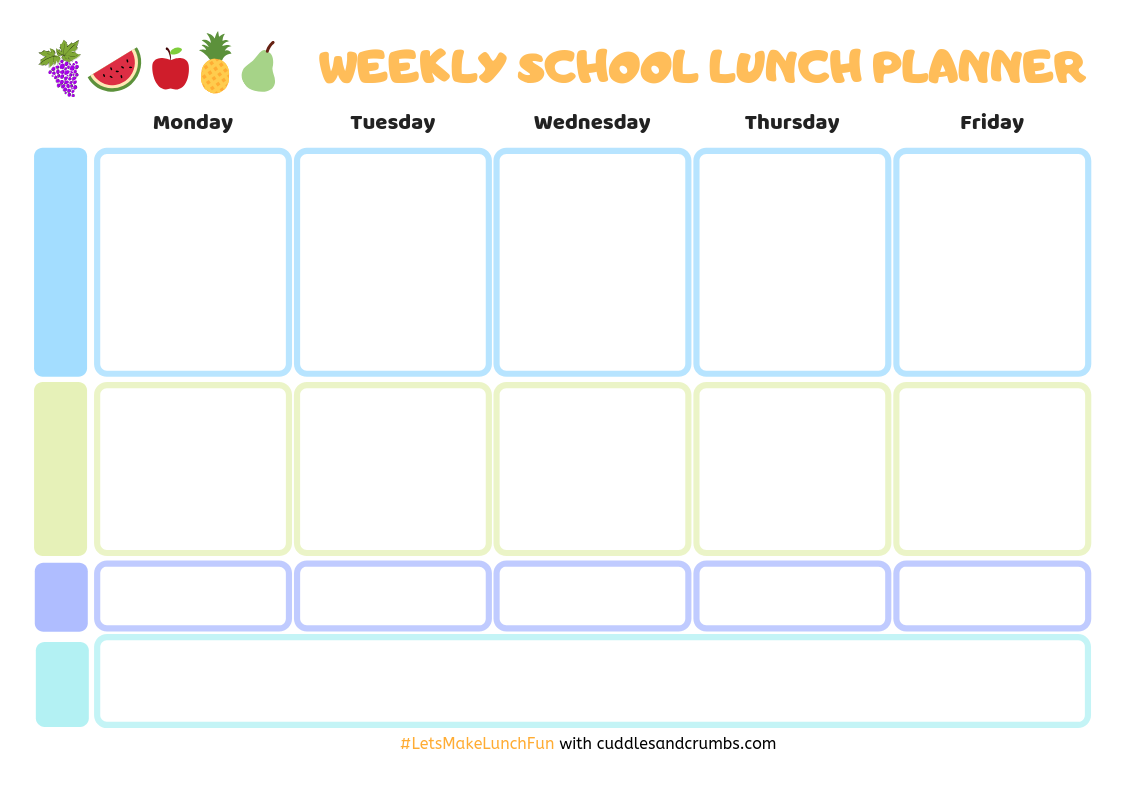 Weekly School Lunch Planner v2 | Cuddles and Crumbs Weekly School Lunch Planner v2 | Cuddles and Crumbs